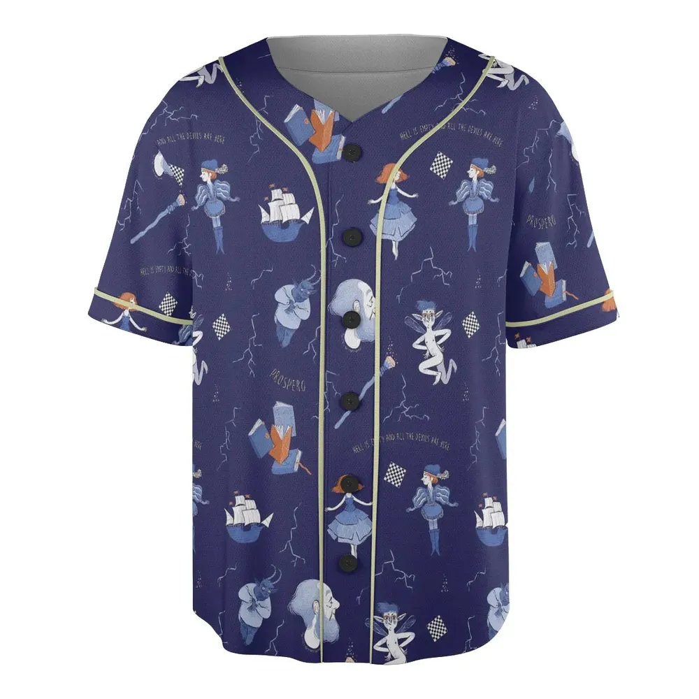 The Tempest Pattern Shakespeare Unisex Baseball Jersey - 3