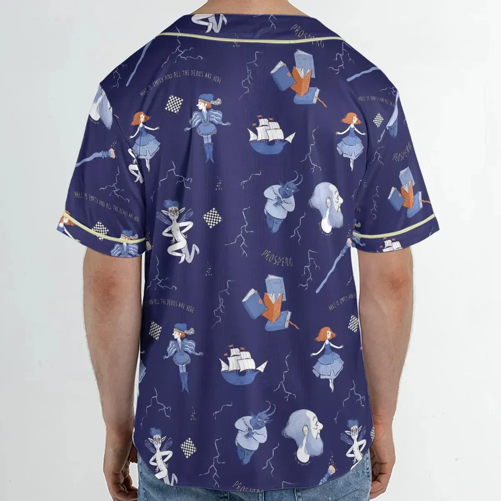 The Tempest Pattern Shakespeare Unisex Baseball Jersey - 2