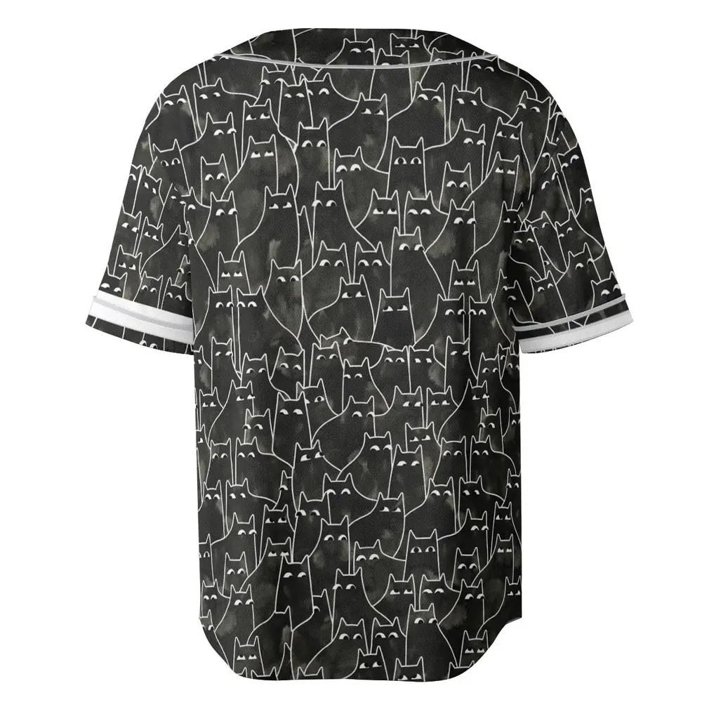 Suspicious Cats Funny Cat Unisex Baseball Jersey - 4