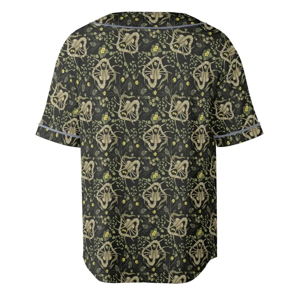 Facehugger Flower Pattern Alien Unisex Baseball Jersey - 4