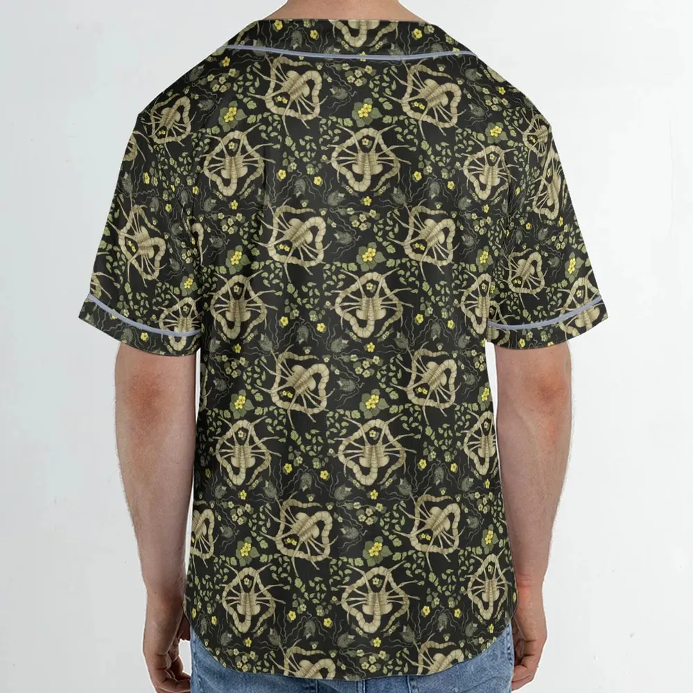Facehugger Flower Pattern Alien Unisex Baseball Jersey - 2