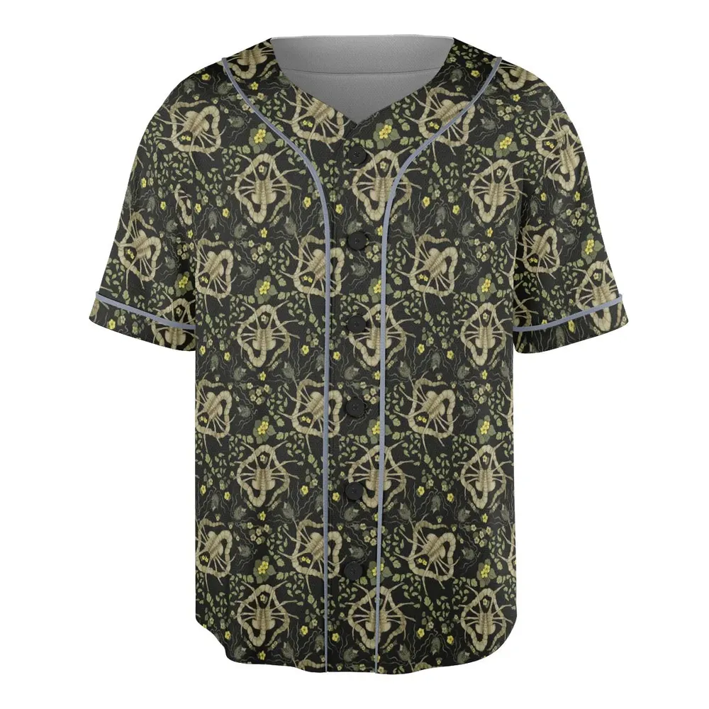 Facehugger Flower Pattern Alien Unisex Baseball Jersey - 3