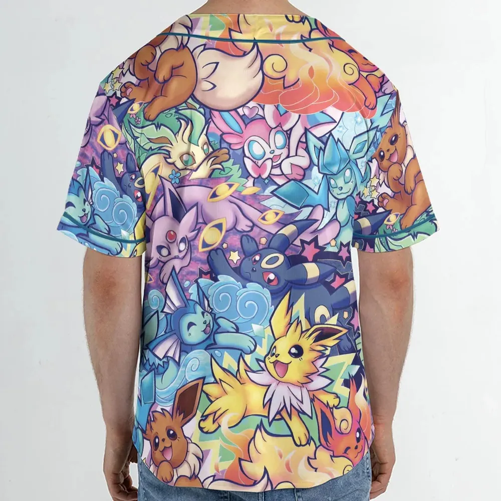 Evolutionary line of Eevee Pokemon Unisex Baseball Jersey - 2