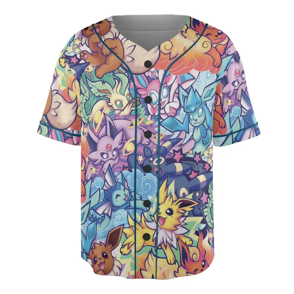 Evolutionary line of Eevee Pokemon Unisex Baseball Jersey - 3