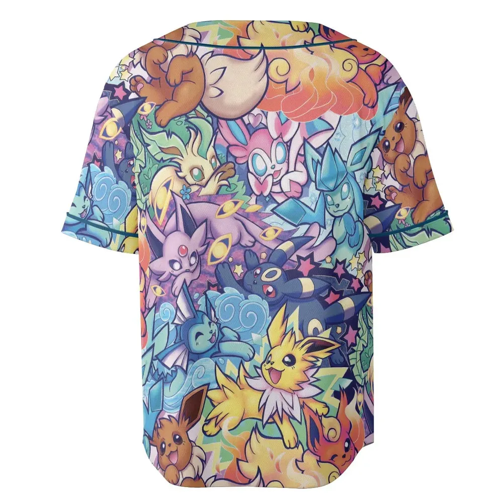 Evolutionary line of Eevee Pokemon Unisex Baseball Jersey - 4