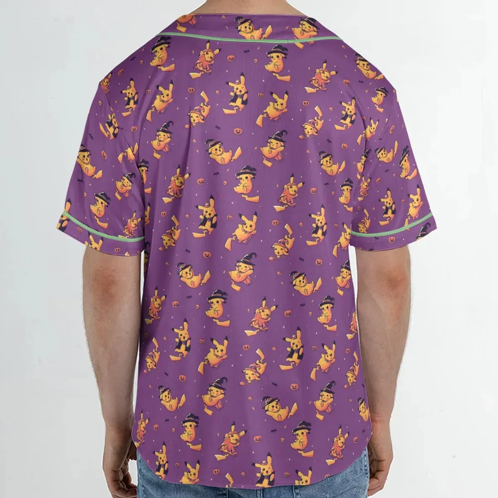 Electric Halloween Cute Pikachu Pattern Unisex Baseball Jersey - 2