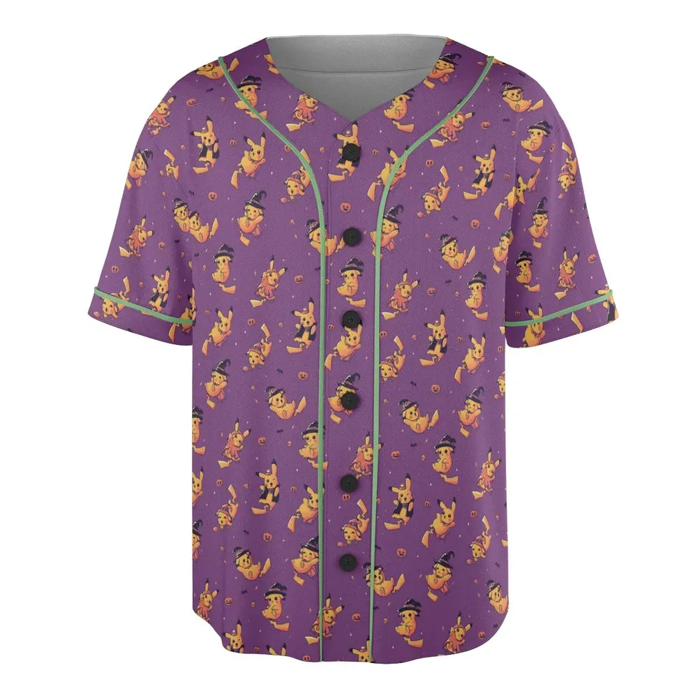 Electric Halloween Cute Pikachu Pattern Unisex Baseball Jersey - 3