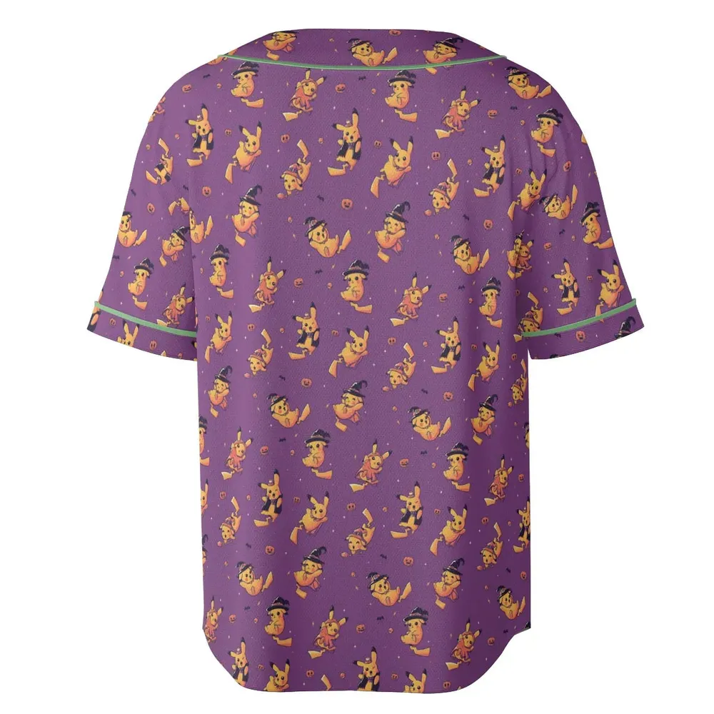 Electric Halloween Cute Pikachu Pattern Unisex Baseball Jersey - 4