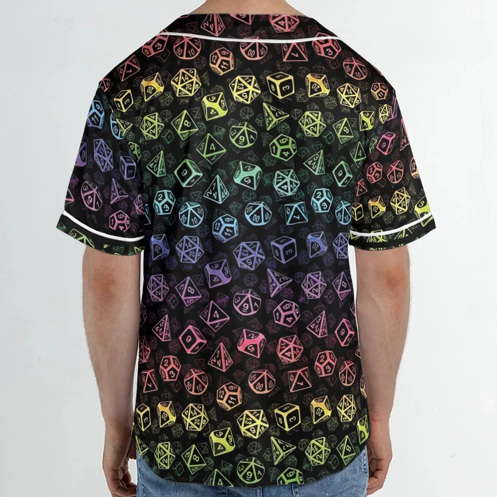 DnD Rainbow Dice Set Pattern Unisex Baseball Jersey - 2