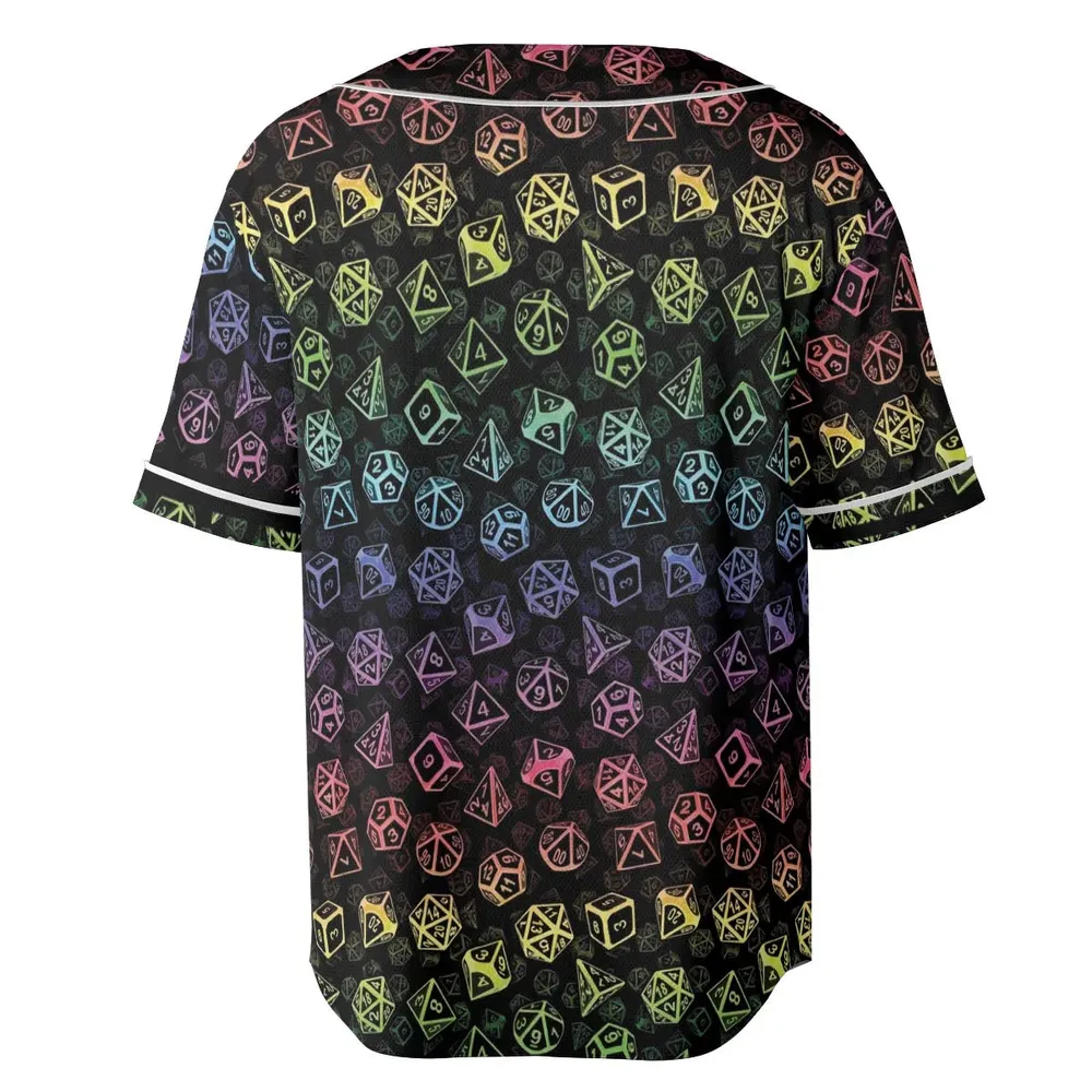 DnD Rainbow Dice Set Pattern Unisex Baseball Jersey - 4