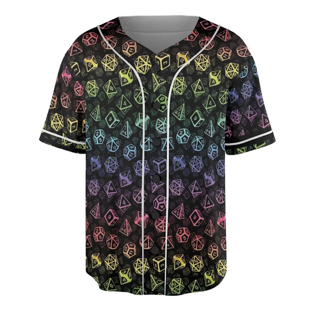 DnD Rainbow Dice Set Pattern Unisex Baseball Jersey - 3
