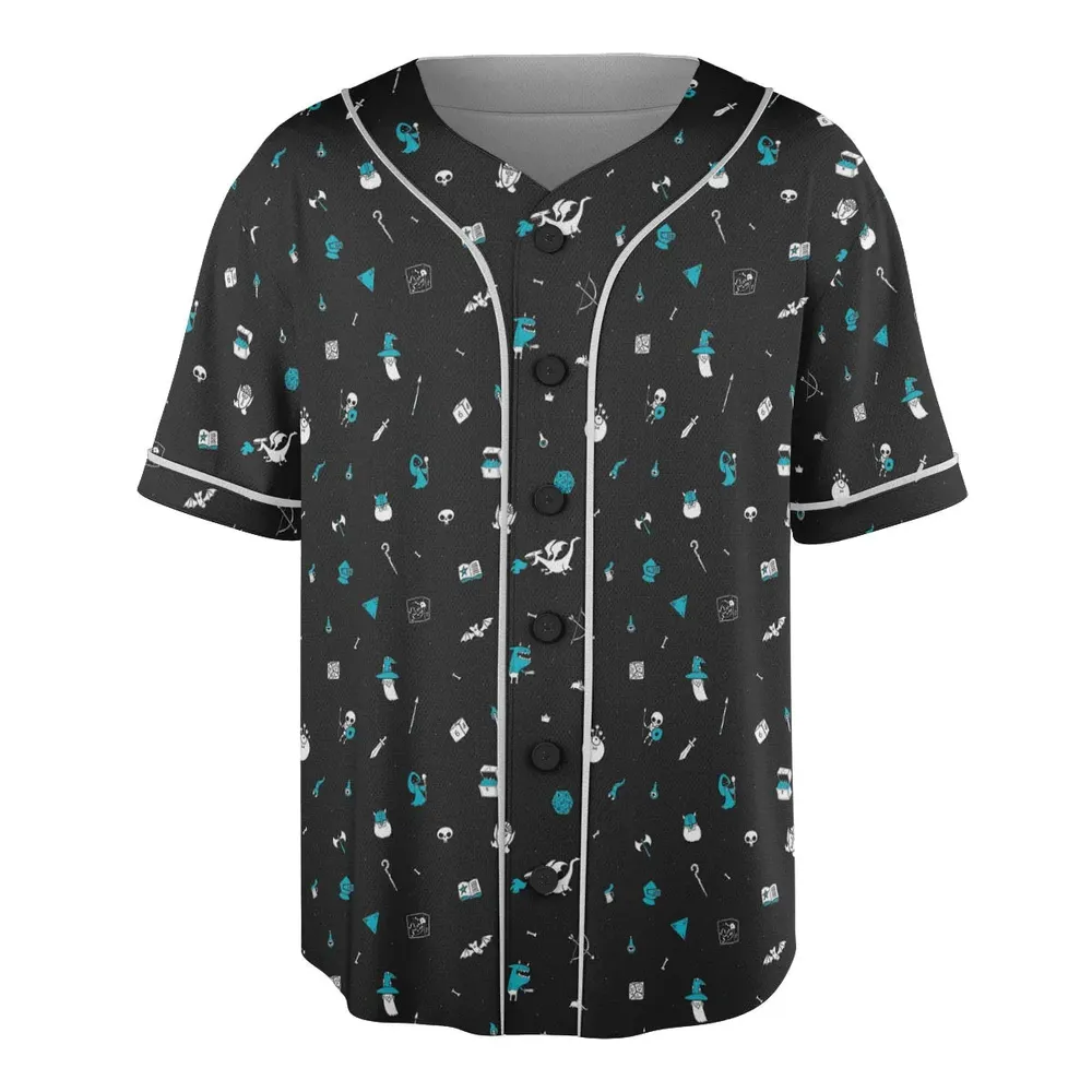 DnD Pattern Unisex Baseball Jersey - 3
