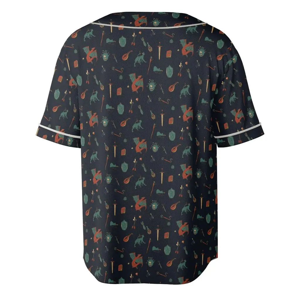 DnD Items and Monsters Pattern Unisex Baseball Jersey - 4