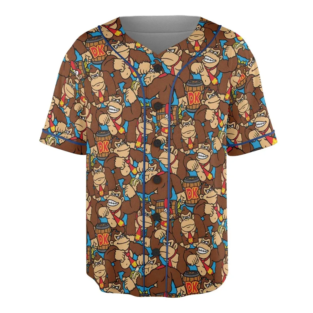 Donkey Kong Pattern Unisex Baseball Jersey - 3