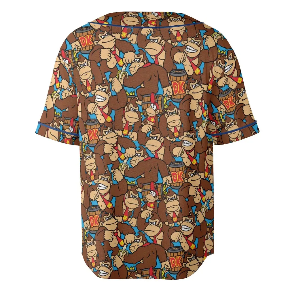 Donkey Kong Pattern Unisex Baseball Jersey - 4