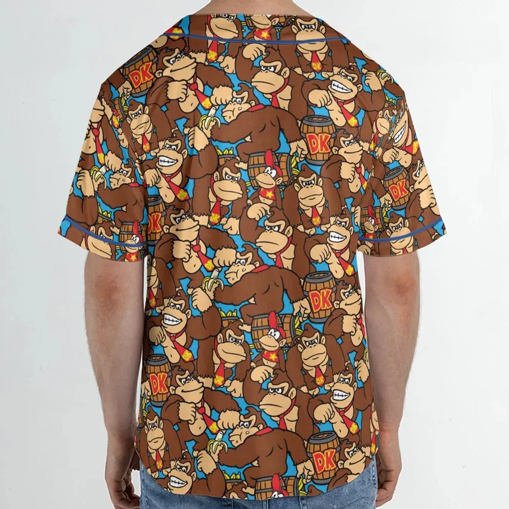 Donkey Kong Pattern Unisex Baseball Jersey - 2