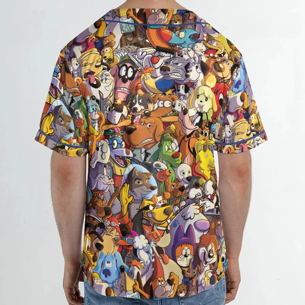 Dogs From Famous Cartoons Unisex Baseball Jersey - 2