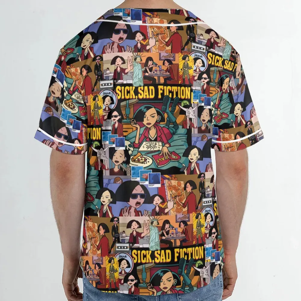 Daria Sick Sad Fiction Pattern Unisex Baseball Jersey - 2