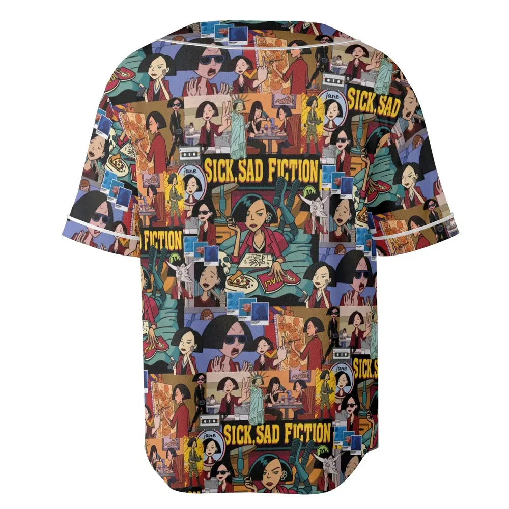 Daria Sick Sad Fiction Pattern Unisex Baseball Jersey - 4