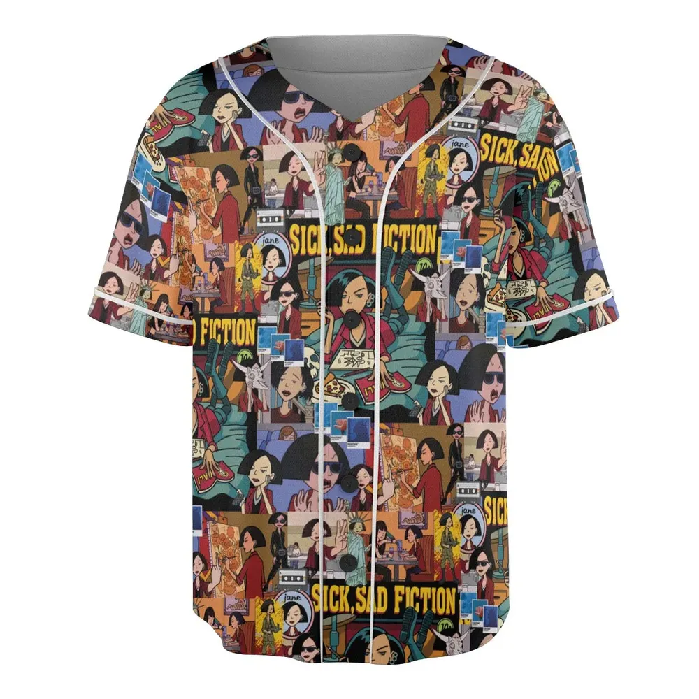 Daria Sick Sad Fiction Pattern Unisex Baseball Jersey - 3