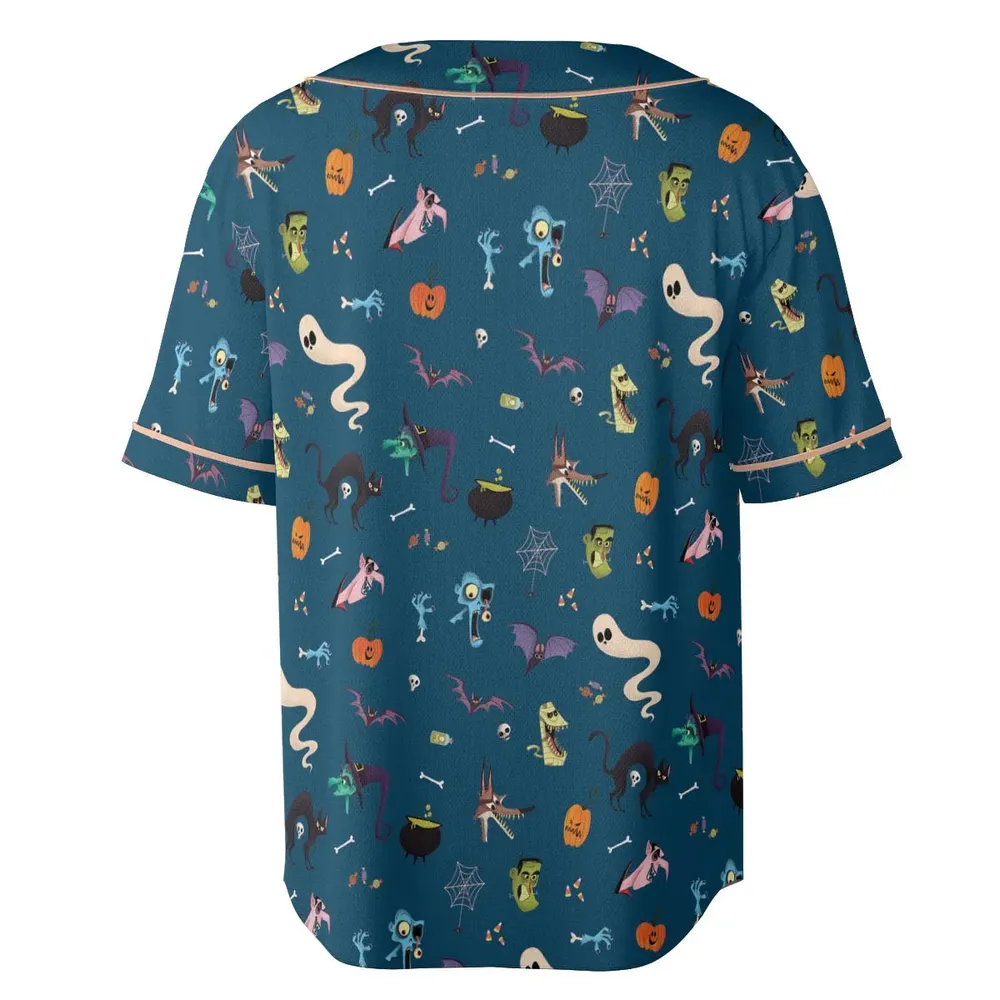 Cute Spooky Classic Monster Unisex Baseball Jersey - 4