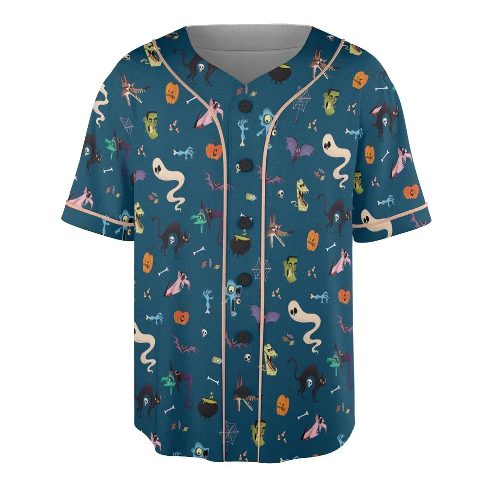 Cute Spooky Classic Monster Unisex Baseball Jersey - 3