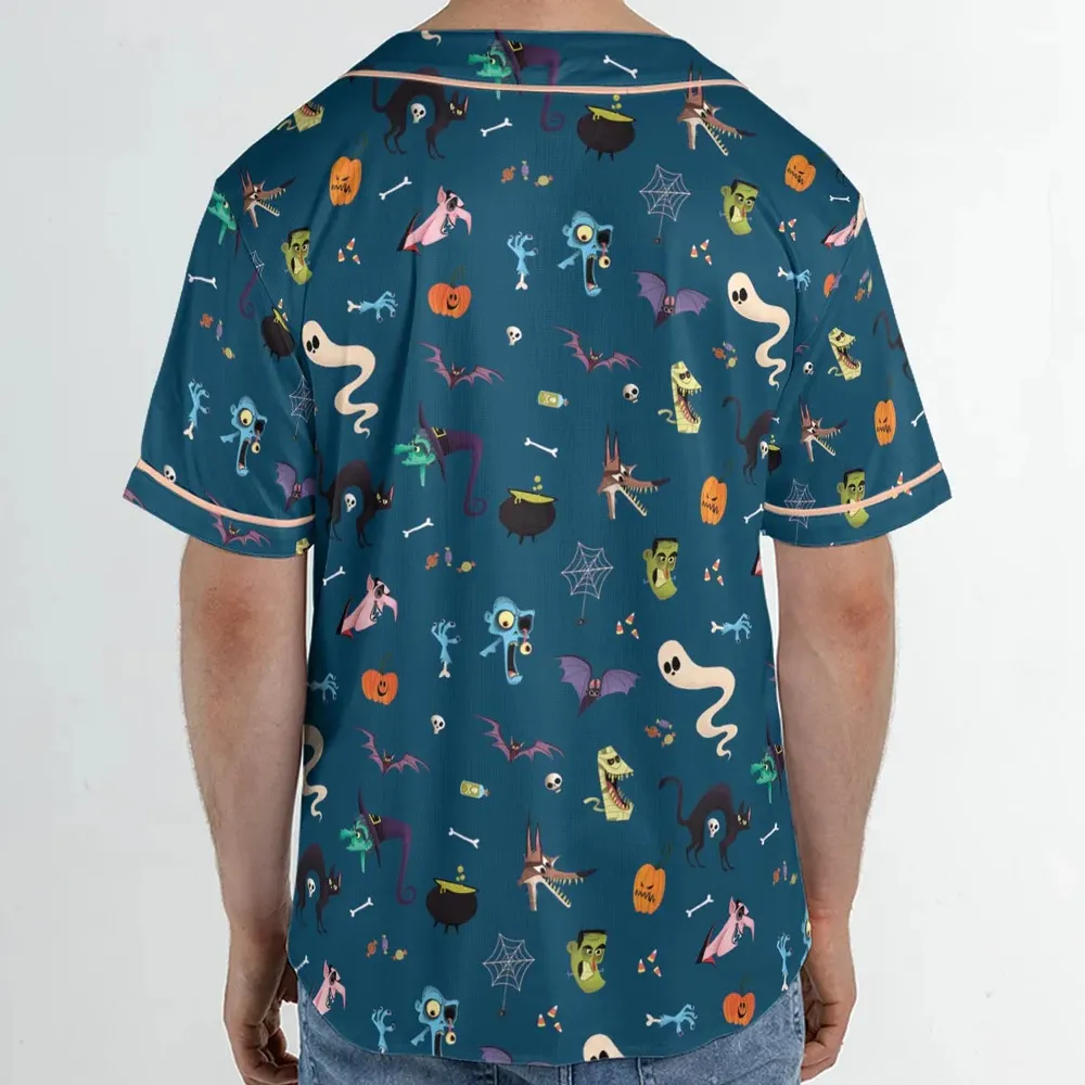 Cute Spooky Classic Monster Unisex Baseball Jersey - 2