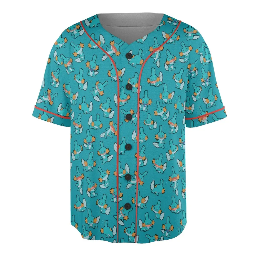 Cute Mudkips Pokemon Unisex Baseball Jersey - 3