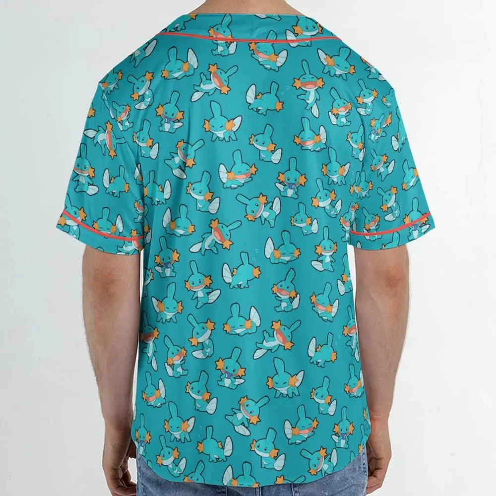 Cute Mudkips Pokemon Unisex Baseball Jersey - 2