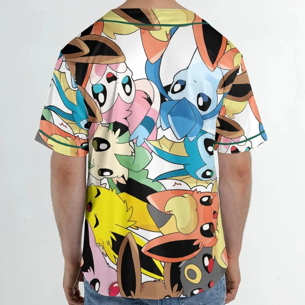Cute Eevee Evolution Pokemon Unisex Baseball Jersey - 2