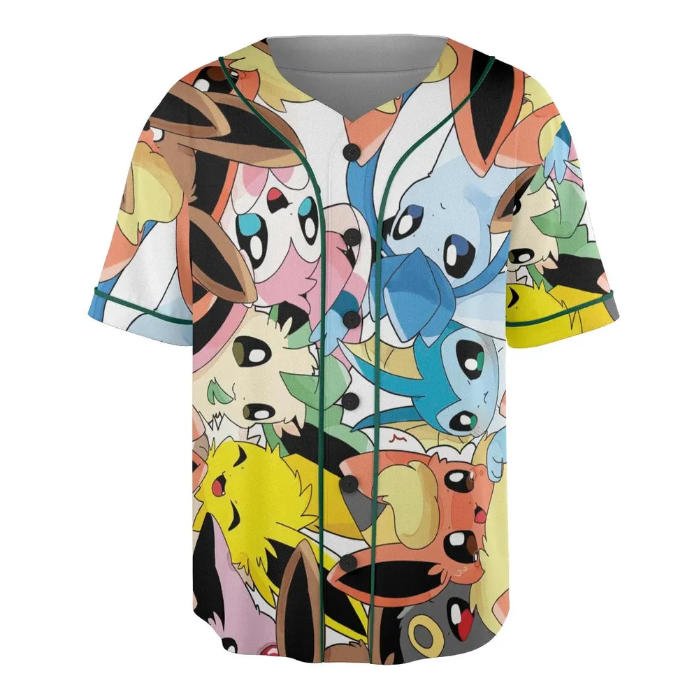 Cute Eevee Evolution Pokemon Unisex Baseball Jersey - 3