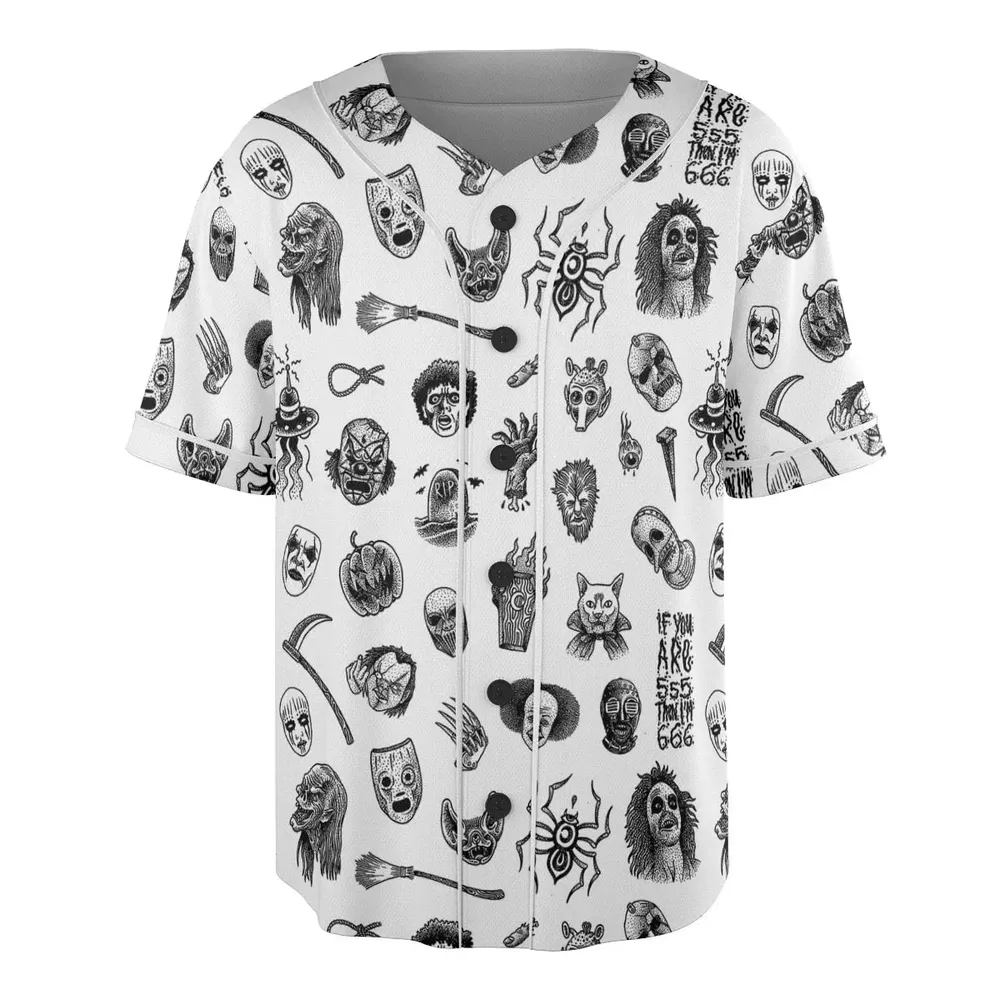 Cult Horror Characters Cryptkeeper Beetlejuice Chucky Fears of a clown Unisex Baseball Jersey - 3