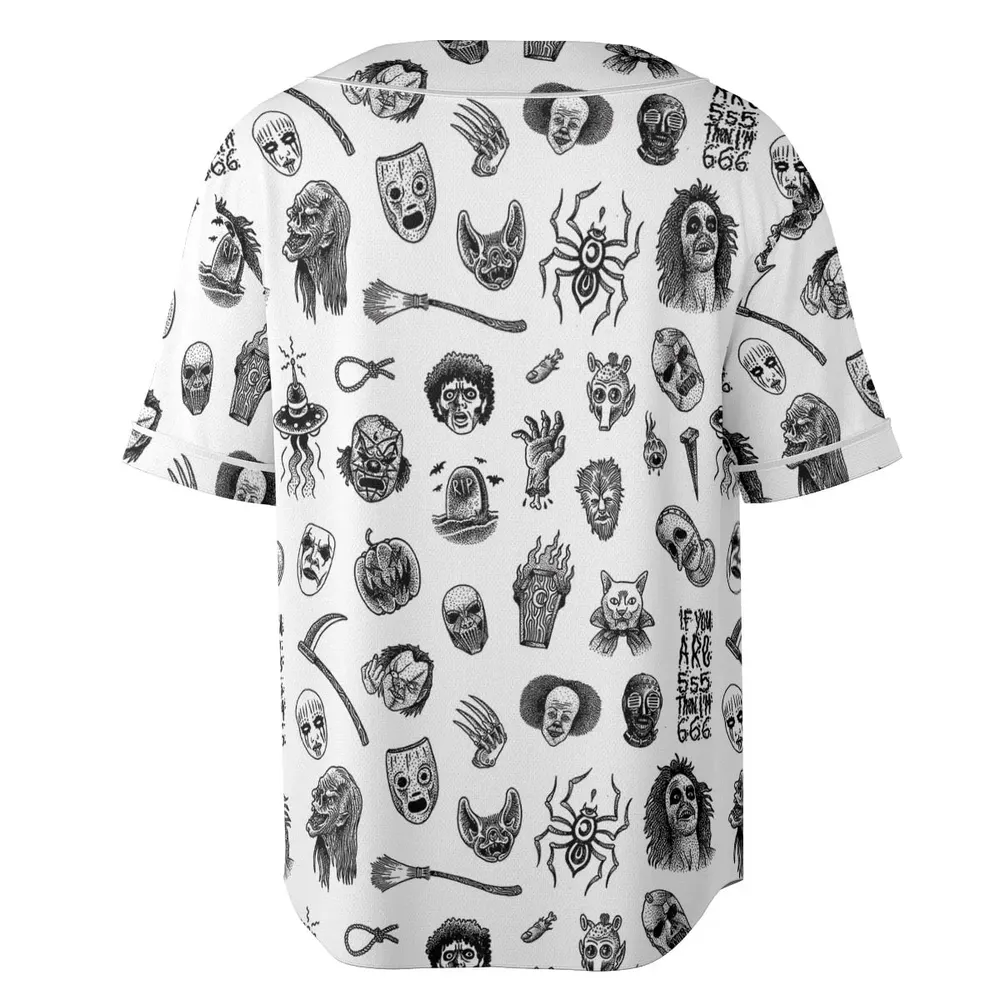 Cult Horror Characters Cryptkeeper Beetlejuice Chucky Fears of a clown Unisex Baseball Jersey - 4