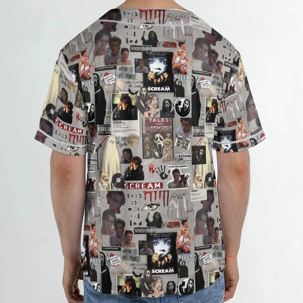 Crime Scene Scream Aesthetic Pattern Unisex Baseball Jersey - 2