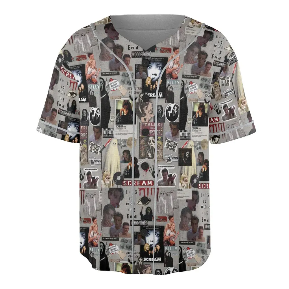 Crime Scene Scream Aesthetic Pattern Unisex Baseball Jersey - 3