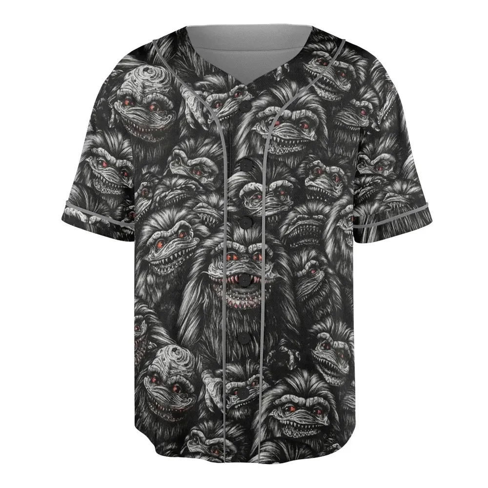 Critters Pattern Halloween Unisex Baseball Jersey - 3