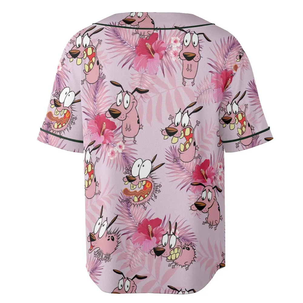 Courage the Cowardly Dog Floral Tropical Unisex Baseball Jersey - 4