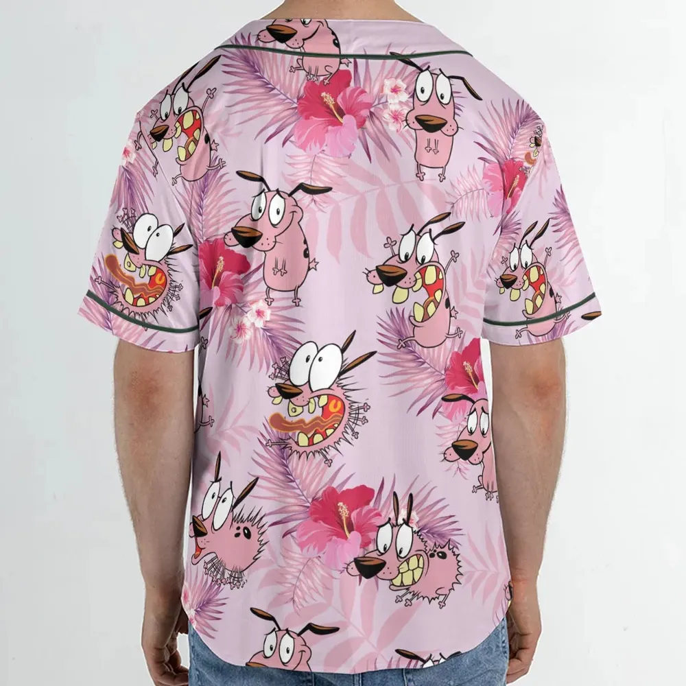Courage the Cowardly Dog Floral Tropical Unisex Baseball Jersey - 2