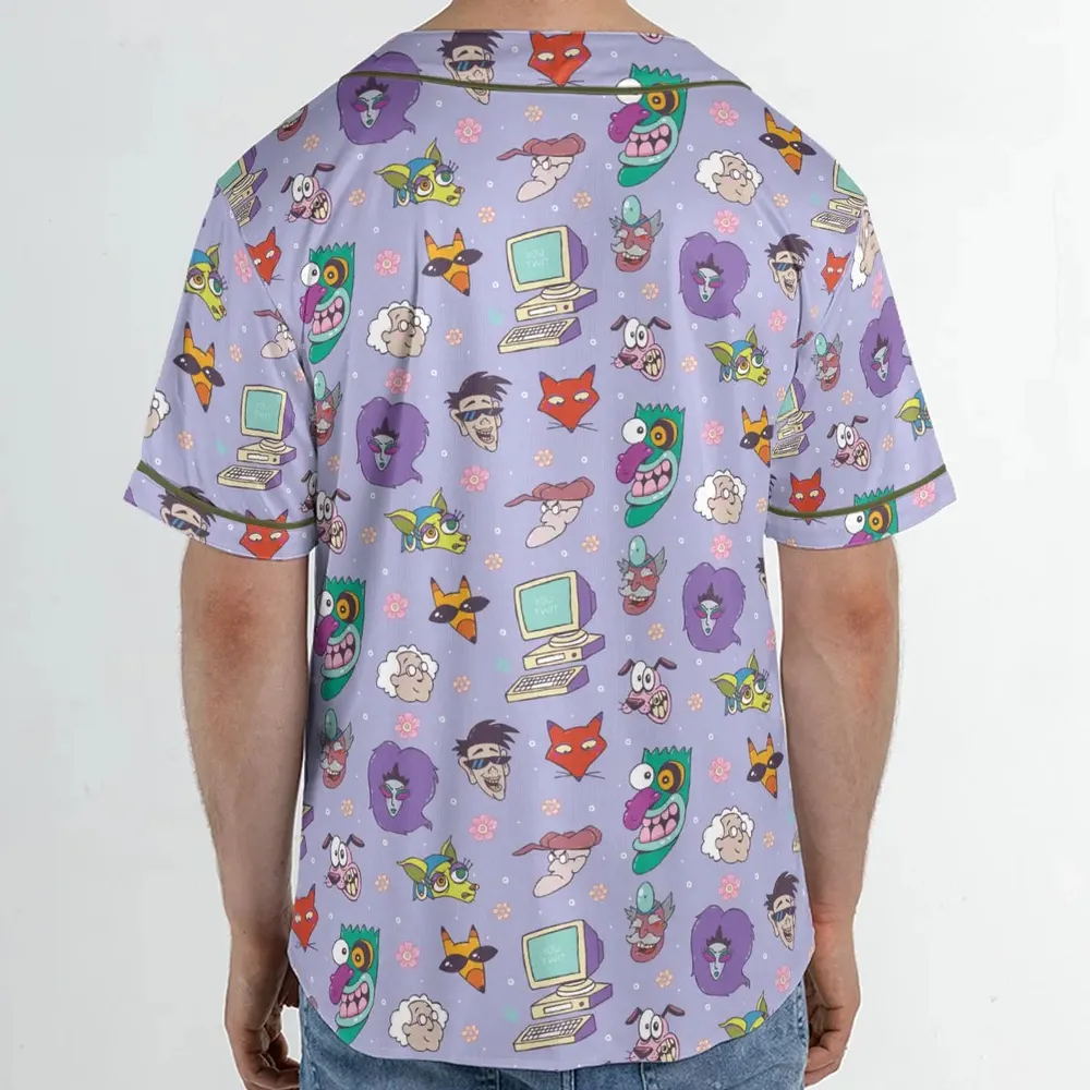 Courage the Cowardly Dog Characters Pattern Unisex Baseball Jersey - 2