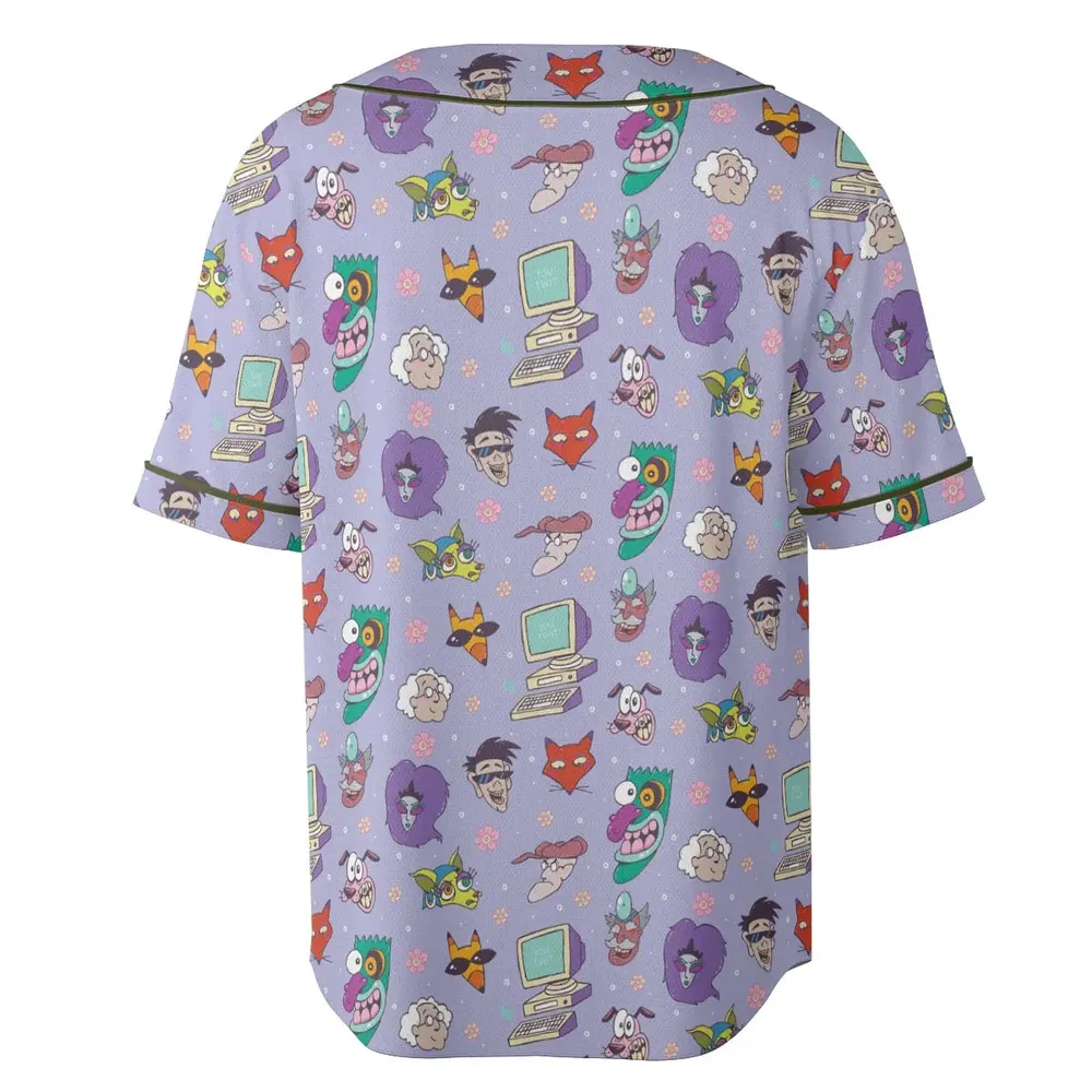 Courage the Cowardly Dog Characters Pattern Unisex Baseball Jersey - 4