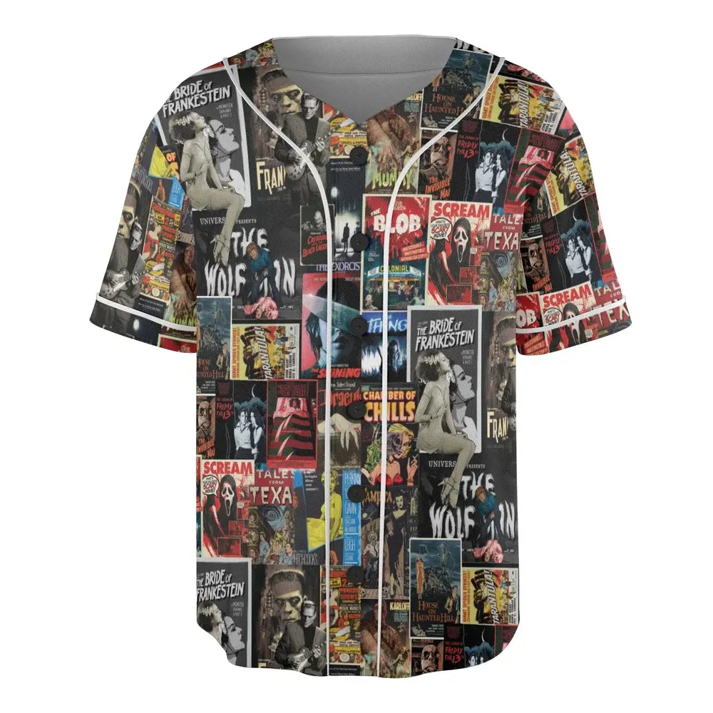 Classic Horror Movie Posters Monster Universal Scream Ghostface The Thing Unisex Baseball Jersey - 3