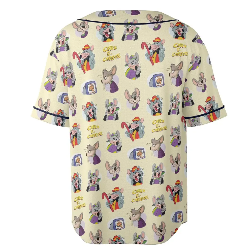Chuck E. Cheese Pattern Unisex Baseball Jersey - 4