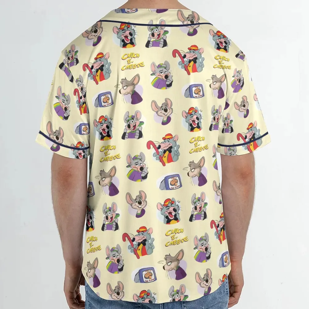 Chuck E. Cheese Pattern Unisex Baseball Jersey - 2