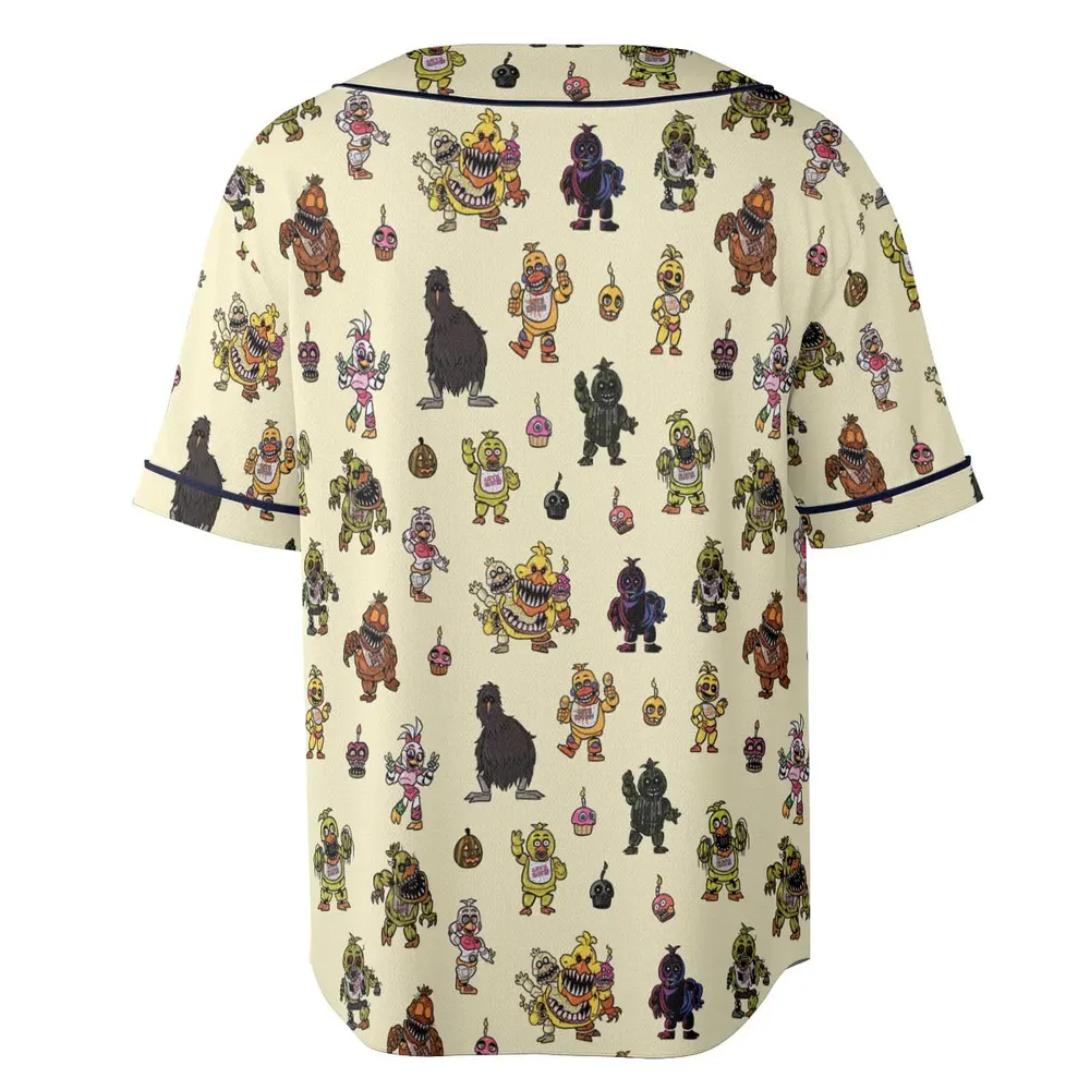 Chica Chicken Five Nights at Freddy's Pattern Unisex Baseball Jersey - 4