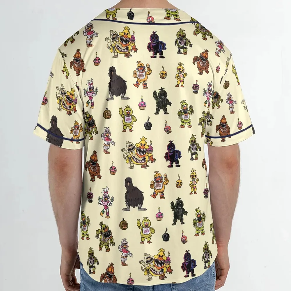 Chica Chicken Five Nights at Freddy's Pattern Unisex Baseball Jersey - 2