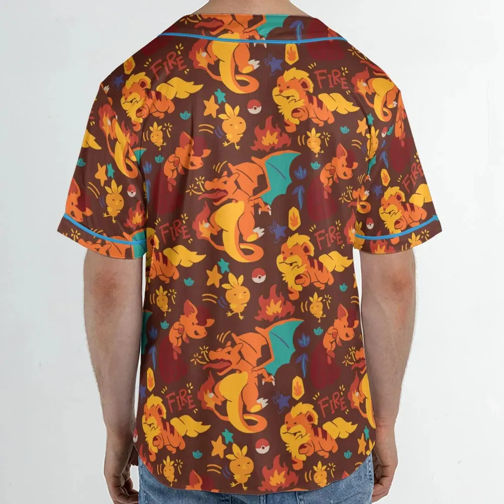 Charizard Arcanine Torchic Fire Pokemon Unisex Baseball Jersey - 2