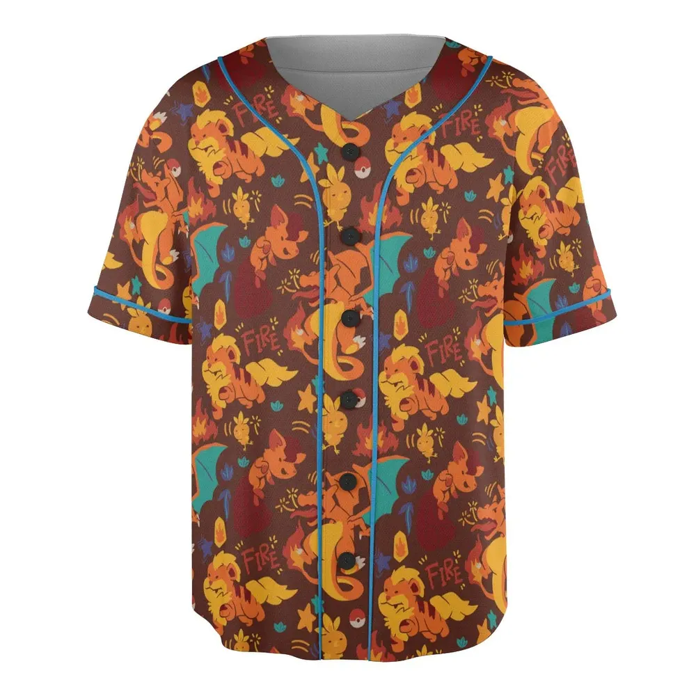 Charizard Arcanine Torchic Fire Pokemon Unisex Baseball Jersey - 3