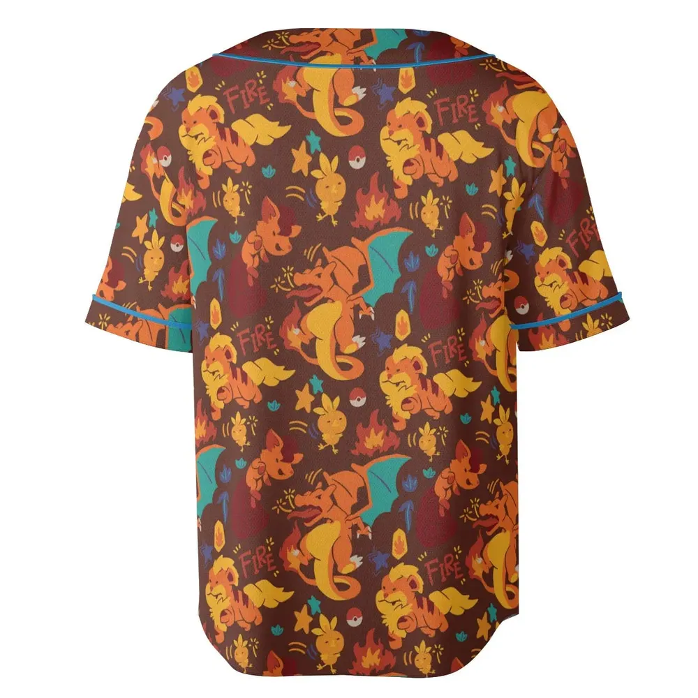 Charizard Arcanine Torchic Fire Pokemon Unisex Baseball Jersey - 4