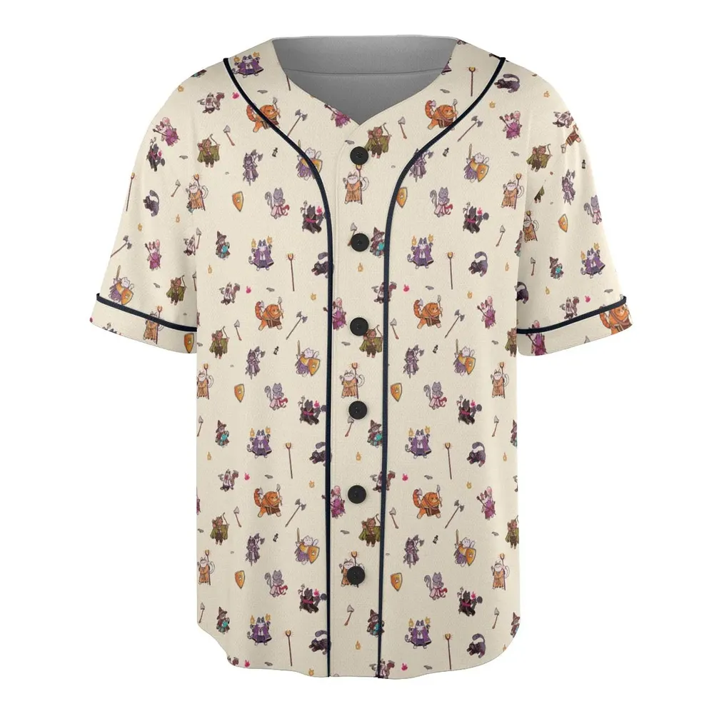 Cats In DnD Pattern Unisex Baseball Jersey - 3