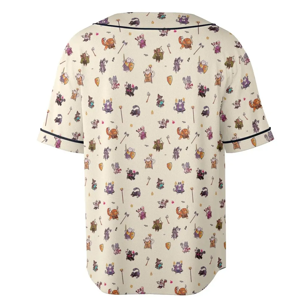 Cats In DnD Pattern Unisex Baseball Jersey - 4